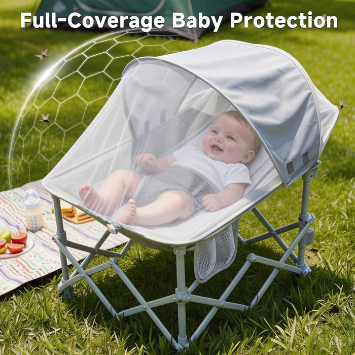 Foldable Baby Beach Chair with Canopy and Mosquito Net