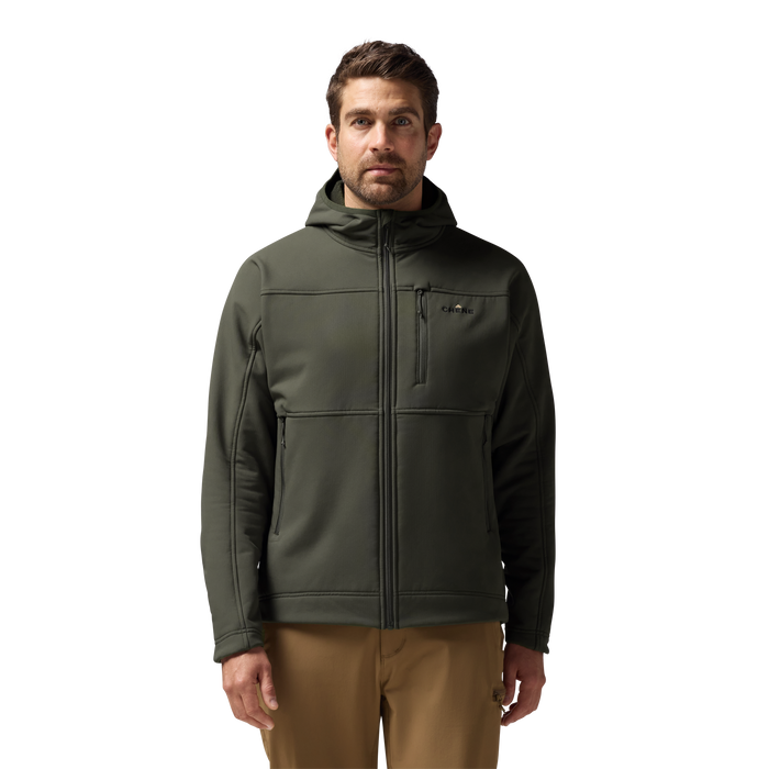 Forty Series Hooded Jacket in Cypress, on model #cypress