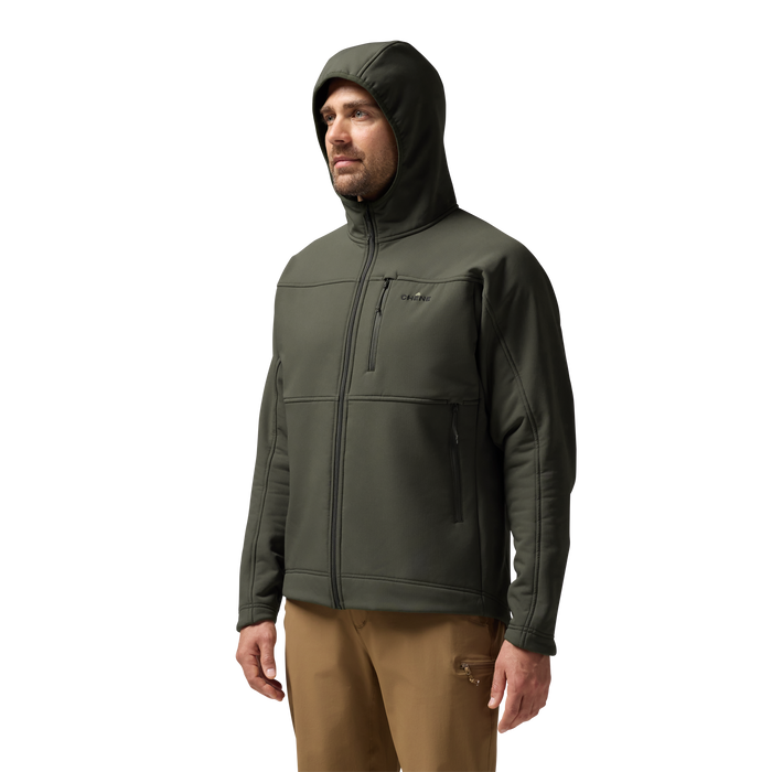 Forty Series Hooded Jacket in Cypress, on model #cypress