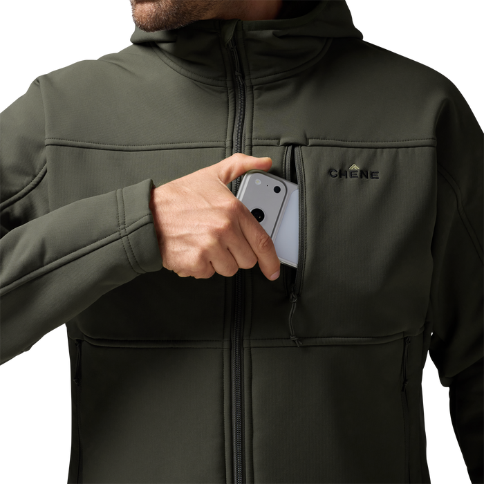 Forty Series Hooded Jacket in Cypress, on model #cypress