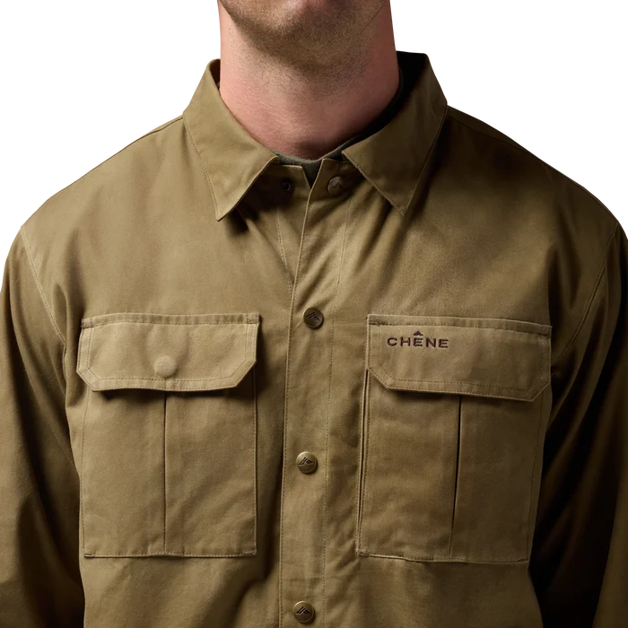 Founder's Reserve Waxed Jac-Shirt in Field Khaki, on model #field_khaki