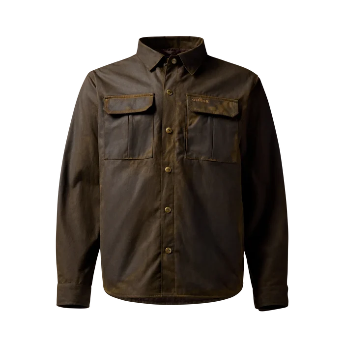 Founder's Reserve Waxed Jac-Shirt in Dark Olive, front view #dark_olive