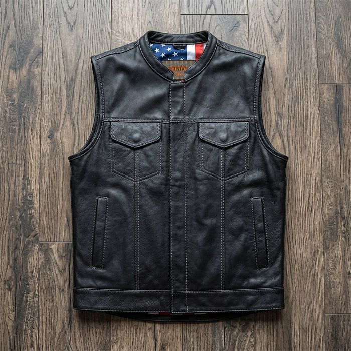 Freedom - Men's USA Flag Liner Leather Motorcycle Vest