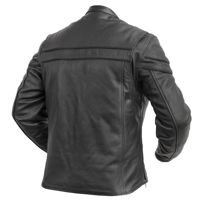 Full Hand Black Leather Motorcycle Jacket