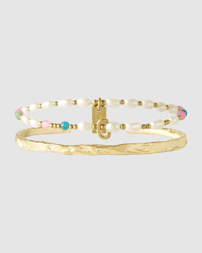 Gemstone Initial Bracelet Stack