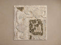 Gia Hand-Knotted Rug Swatch displaying a textured surface with neutral tones and abstract design elements.