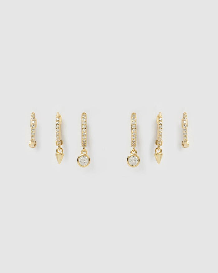 Glitter Earring Stack - Stone
