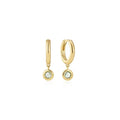 Gold Dangling Mint Green Huggie Hoop Earrings
