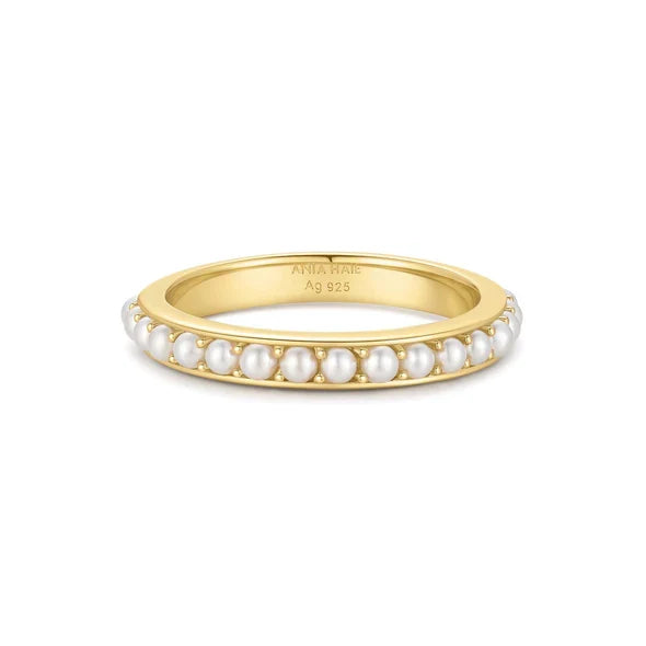 Gold Shell Pearl Beaded Ring