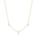 Gold Triple Shell Pearl Station Necklace