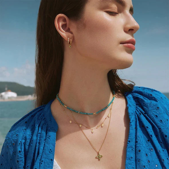Gold Turquoise Beaded Necklace