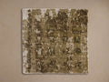 Square Grafton Hand-Knotted Rug Swatch with a textured, abstract pattern in olive green, brown, and beige, viewed from above.