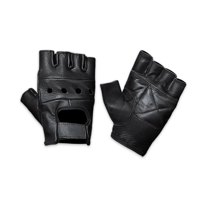 Gripshield - Men's Leather Motorcycle Fingerless Gloves