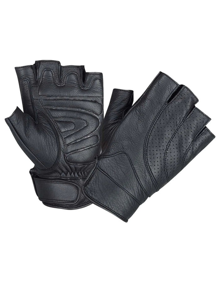 Gripster - Men's Leather Motorcycle Fingerless Gloves