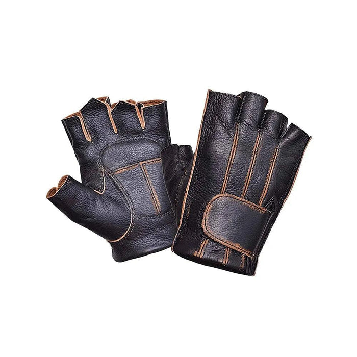 Handcraft - Men's Leather Motorcycle Fingerless Gloves