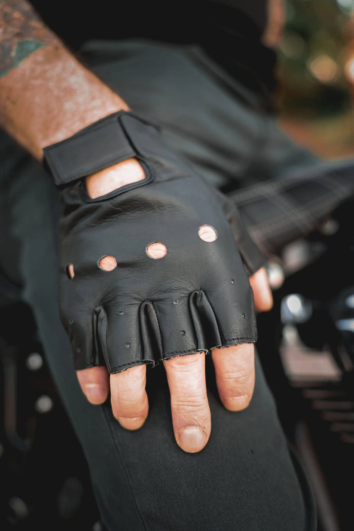 Ironpalm - Men's Leather Motorcycle Fingerless Gloves