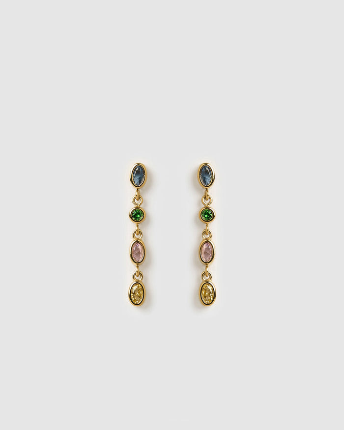 Isadora Gold Earrings - Multi Blue