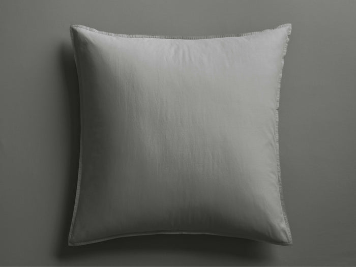 Light gray Italian Garment-Dyed Percale Sham, square, featuring a subtle fabric texture and knife-edge seams.
