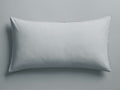 Light sky blue Italian Garment-Dyed Percale Sham, a rectangular pillow with subtle wrinkles and visible stitched knife-edge hem.
