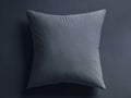 Italian Garment-Dyed Sateen Sham in a deep slate blue, centered, lying flat on a slightly darker background.
