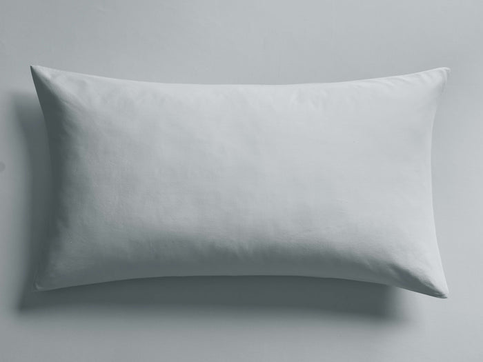 Sky blue Italian Garment-Dyed Sateen Sham, rectangular, lying flat, showcasing its soft, subtly wrinkled texture.