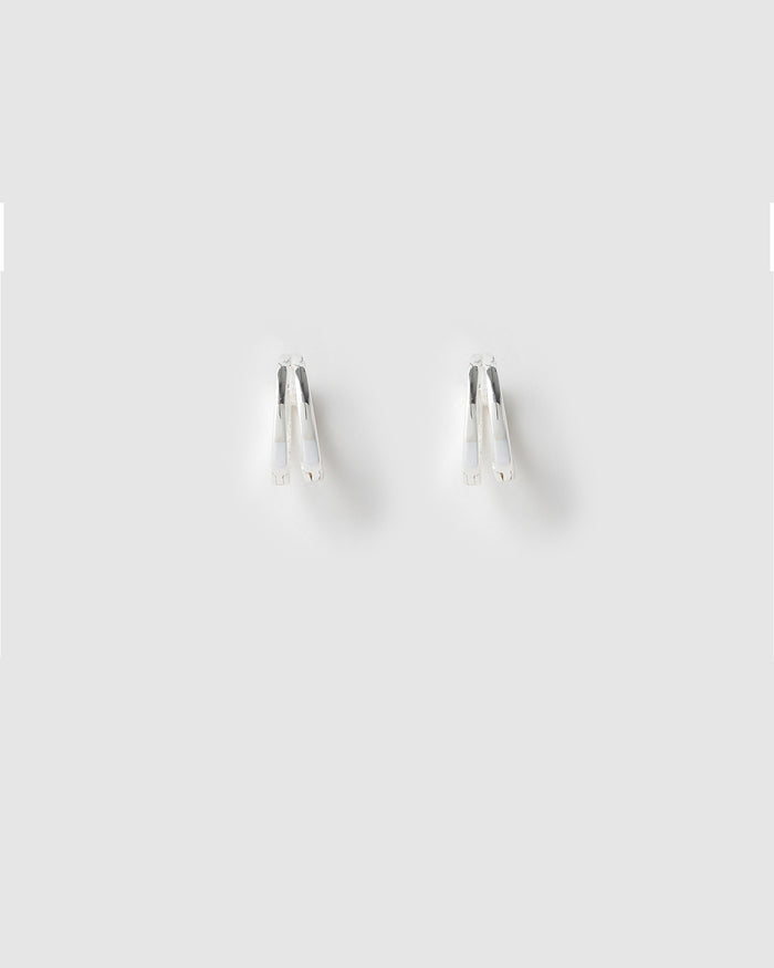 Jean Silver Huggie Earrings