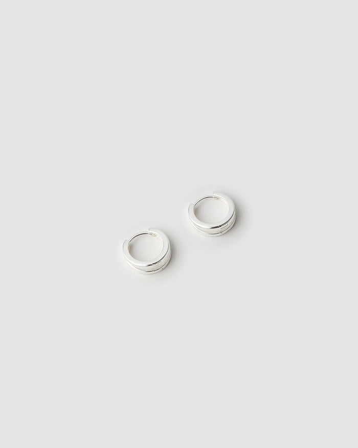 Jean Silver Huggie Earrings