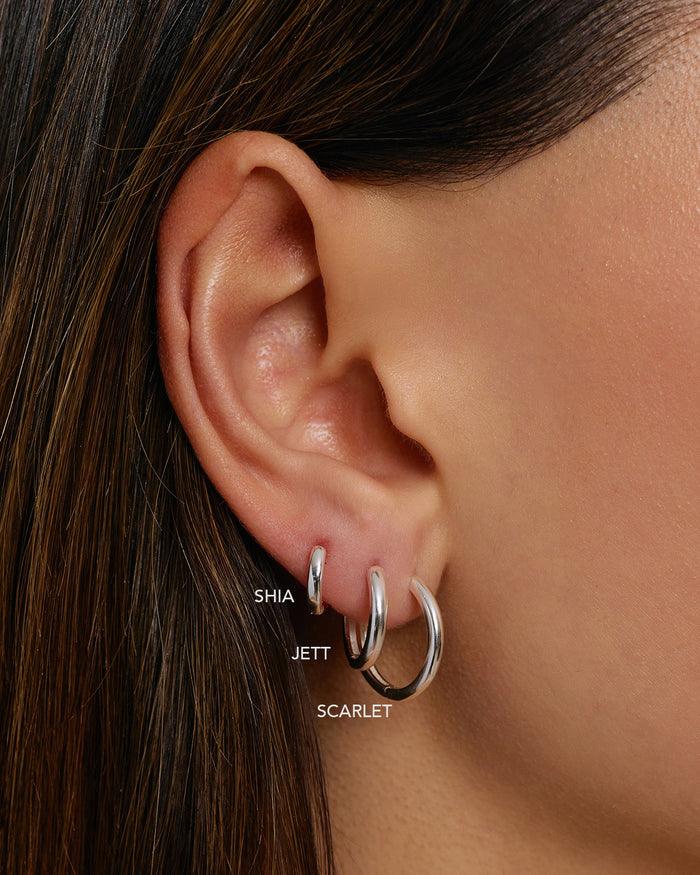 Jett Silver Hoop Earrings
