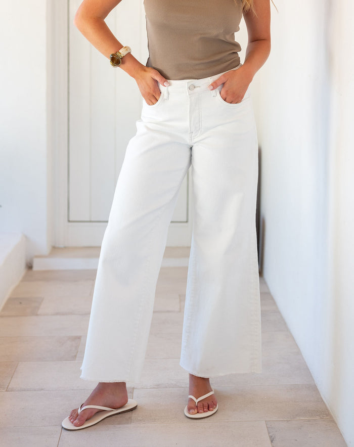 Kate Wide Leg  - White Shell