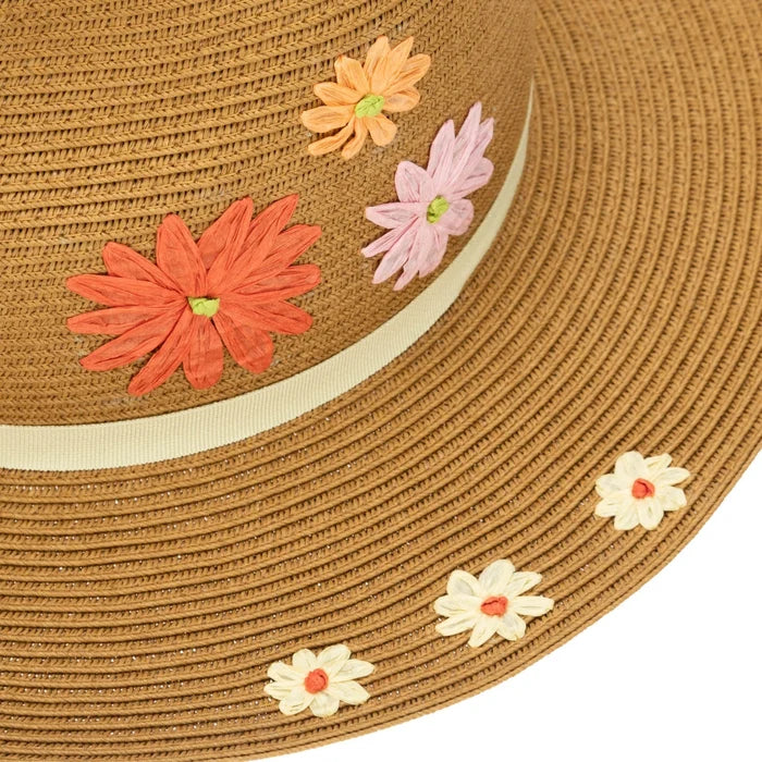 Kids Fedora with Retro Floral Embroidery