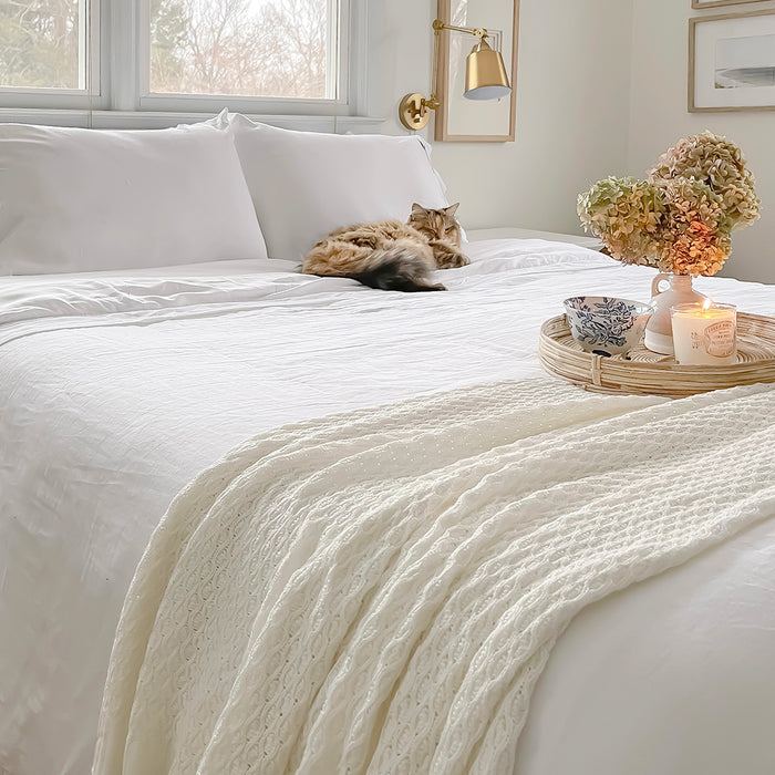 Ivory Cream Throw Blanket #color_cream