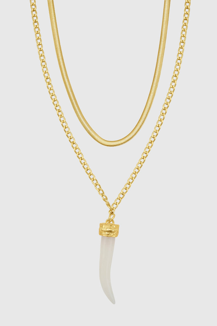 Layered Horn Pendant Necklace