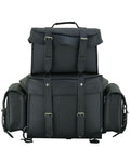 Leather Black PVC Large Four Piece Motorcycle Touring Tail Bag
