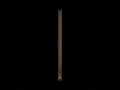 Side view of a slender, tubular light bulb with a glowing filament emitting a warm amber light and a screw-in base.
