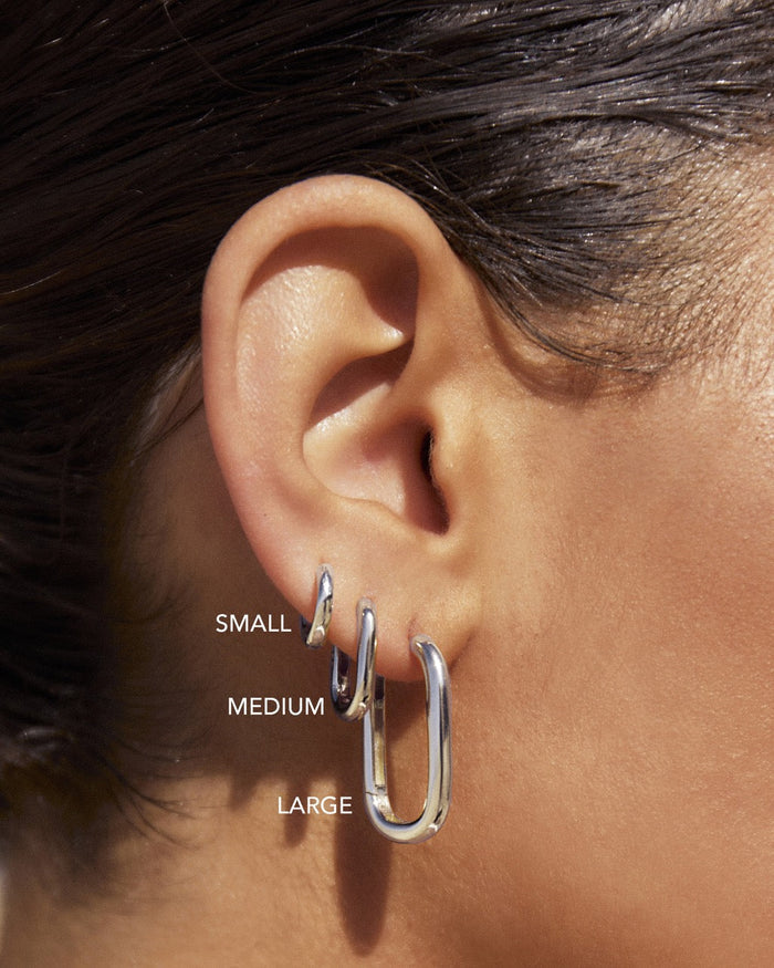 Link-Up Silver Hoop Huggies - Medium