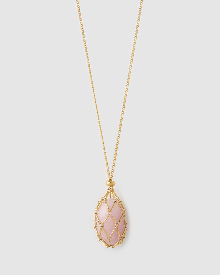 Lotus Necklace - Rose Quartz