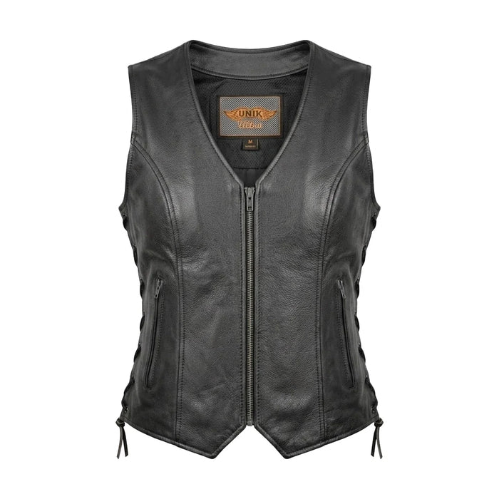 Mae - Women's Zippered Leather Motorcycle Vest