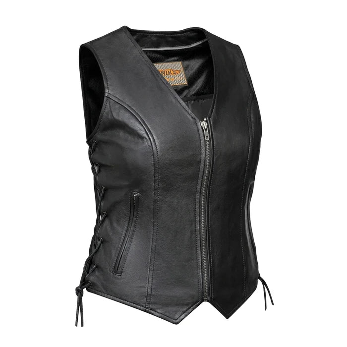 Mae - Women's Zippered Leather Motorcycle Vest