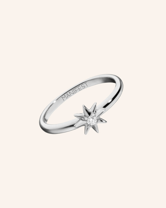 "Manifest" Star Poesy Sterling Silver Stackable Ring