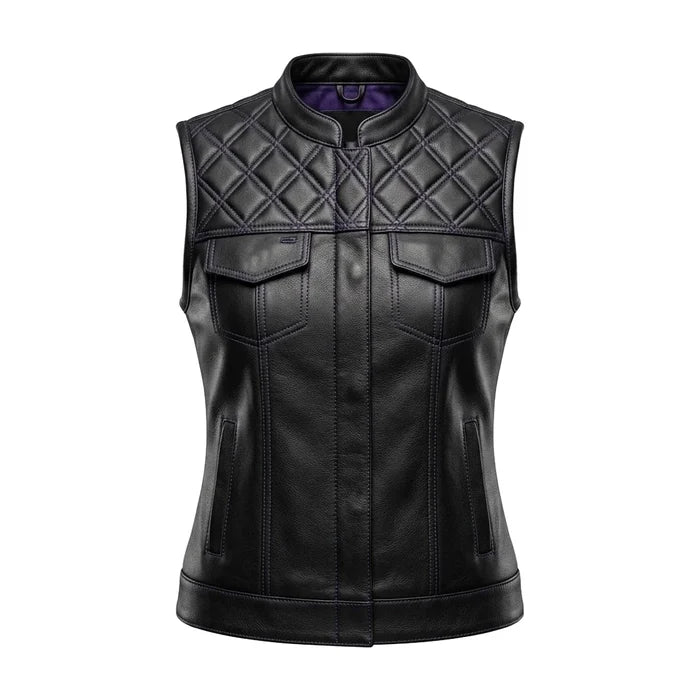 Mauve - Women's SOA Club Style leather Motorcycle Vest