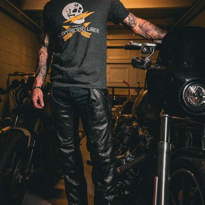 Maverick - Ultra 4-Pocket Leather Motorcycle Chaps with Spandex