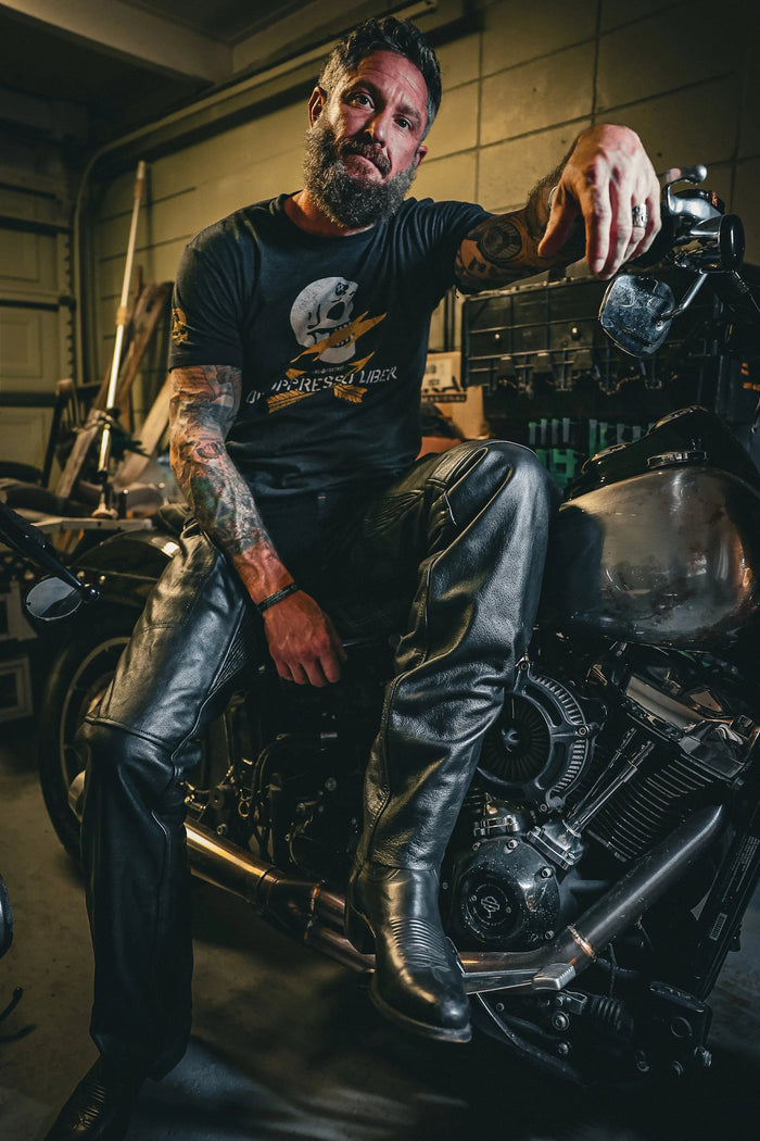 Maverick - Ultra 4-Pocket Leather Motorcycle Chaps with Spandex