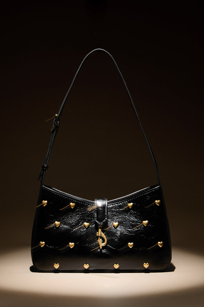 Megan Small Shoulder Bag With Heart Studs