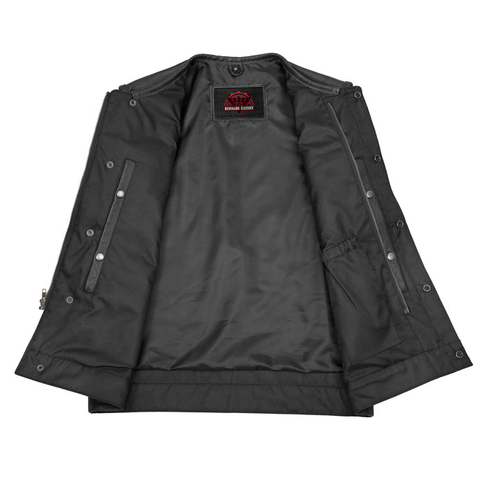 Men's AM  Black Cowhide Leather Motorcycle Vest