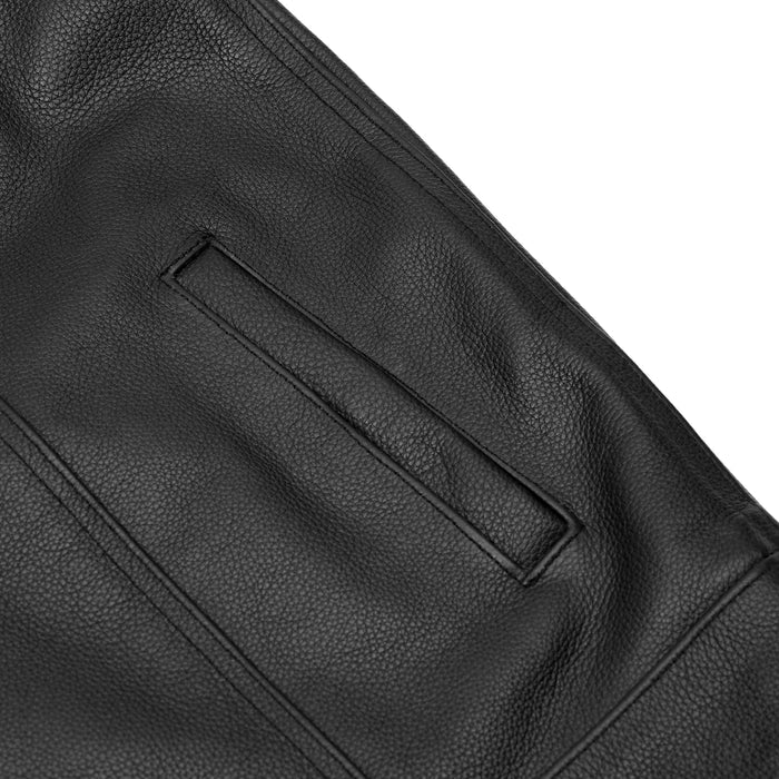 Men's AM  Black Cowhide Leather Motorcycle Vest
