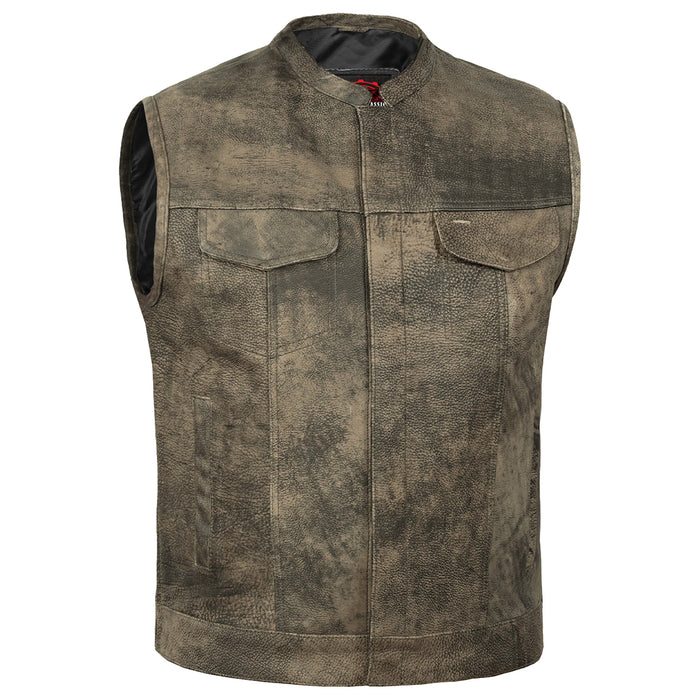 Men's Antique Brown Leather Motorcycle Vest