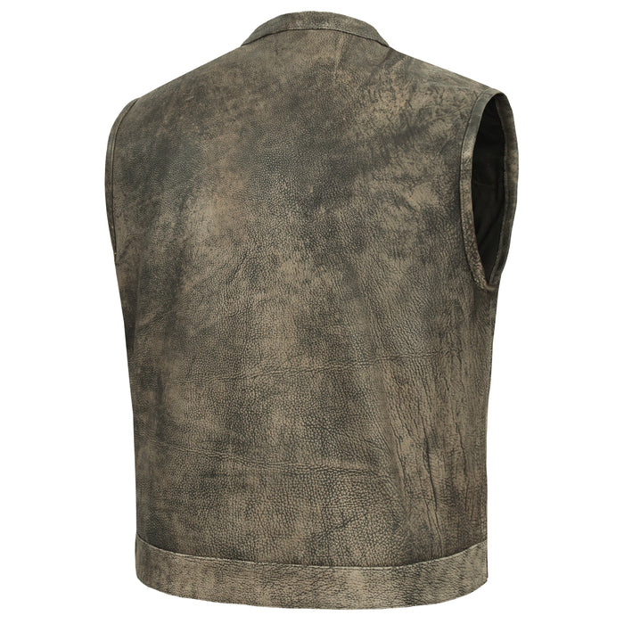 Men's Antique Brown Leather Motorcycle Vest