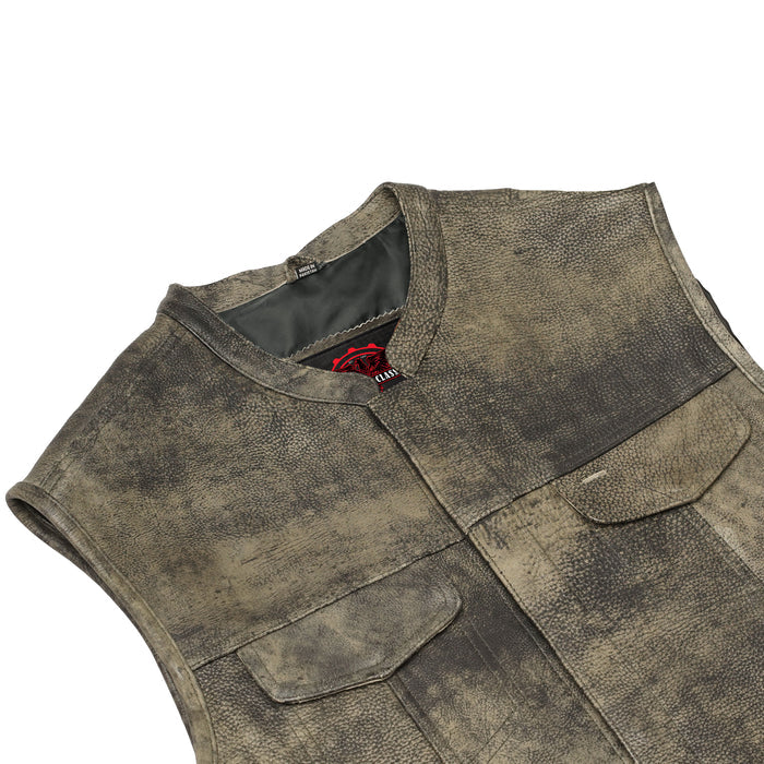 Men's Antique Brown Leather Motorcycle Vest