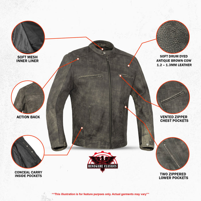 Men's Antique Brown Motorcycle Cruiser Jacket