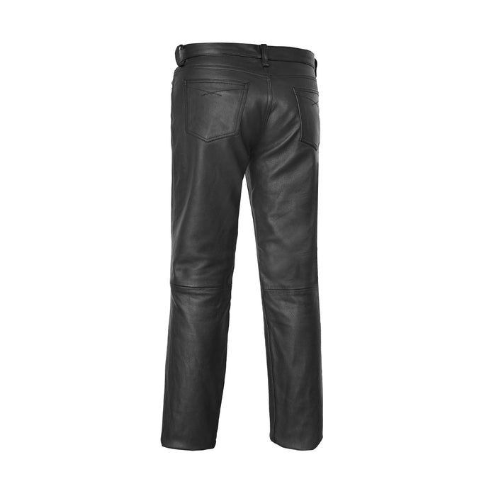 Men's Black Classic 5 Pocket Casual Motorcycle Leather Pants